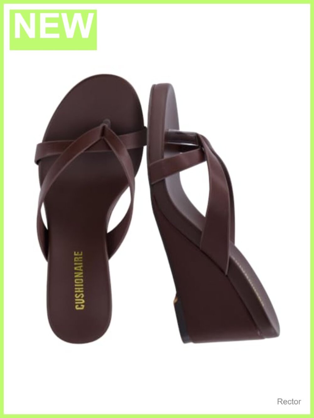 CUSHIONAIRE Mona Slip-On Wedge Sandals Faux Leather Crossover Strap Comfort